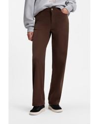 HUGO - Relaxed-Fit Corduroy Trousers With Logo Embroidery - Lyst