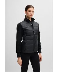 BOSS - Equestrian Mixed-Material Jacket With Sleeve Pocket - Lyst
