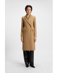 BOSS - Long-Length Twill Coat With Double-Breasted Closure - Lyst