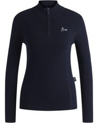 BOSS - Equestrian Zip-Neck Sweater With Ribbed Structure - Lyst