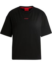 HUGO - Relaxed-Fit T-Shirt Aus Softem Jersey Mit Kontrastfarbenem Logo - Lyst