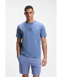 BOSS - Stretch-Cotton T-Shirt With Tennis Artwork - Lyst