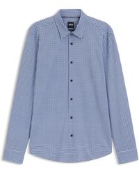 BOSS - Slim-Fit Overhemd Van Een Katoenmix Met Bloemenprint - Lyst