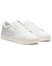 HUGO - Nappa-Leather Trainers With-Tone Logo - Lyst