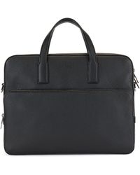 BOSS - Porte-documents en cuir italien à logo emé - Lyst