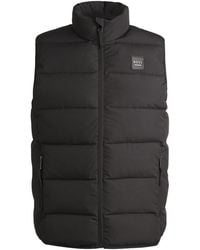 BOSS - Doudoune D'Équitation Sans Manches Matelassée Et Imperméable Avec Empiècement En Velours Côtelé - Lyst