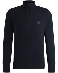 BOSS - Troyer Aus Baumwolle Mit Kaschmir Und Wolle Mit Logo-Aufnäher - Lyst