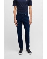 BOSS - Regular-fit Jeans In Dark-blue Super-soft Denim - Lyst