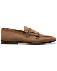 BOSS by HUGO BOSS Suede Monk Shoes With Double Strap And Branding - Brown