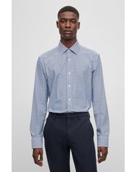 BOSS - Regular-fit Shirt In Geometric-print Performance-stretch Jersey - Lyst