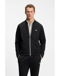 BOSS - Triangle-Jacquard Zip-Up Sweatshirt With Rubberised Logo - Lyst