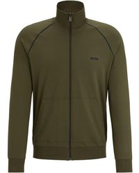 BOSS - Veste Zippée En Jersey De Coton Stretch À Logo Brodé - Lyst