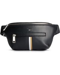 BOSS - Faux-leather Belt Bag With Signature Stripe - Lyst