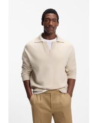 BOSS - Virgin-Wool Sweater With Johnny Collar - Lyst