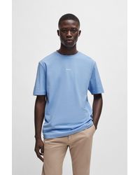 BOSS - Relaxed-fit T-shirt In Stretch Cotton With Logo Print - Lyst