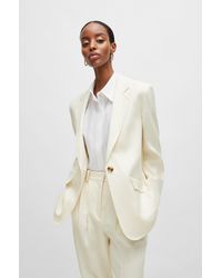 BOSS - Relaxed-fit Jacket In Linen-blend Twill - Lyst