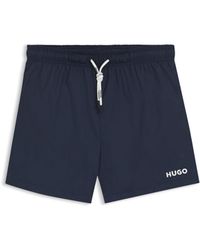 HUGO - Swim Shorts With Contrast Logo Print - Lyst