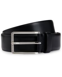 BOSS - Italian-made Leather Belt With Engraved-logo Buckle - Lyst