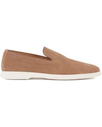 BOSS by HUGO BOSS Suede Loafers With Emed Logo - Natural