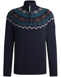 BOSS - Equestrian Troyer Sweater With Knitted Pattern - Lyst