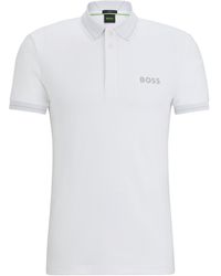 BOSS - Slim-Fit Poloshirt aus Interlock-Baumwolle mit Mesh-Logo - Lyst