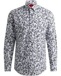 HUGO - Slim-Fit Hemd aus bedruckter Baumwoll-Popeline - Lyst