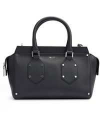 BOSS - Grained-leather Tote Bag With Branded Hardware - Lyst