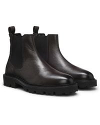 BOSS - Boots Aus Genarbtem Leder Mit Seitlichen Elastischen Einsätzen - Lyst