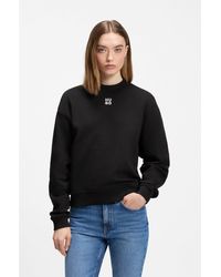 HUGO - Cotton-Terry Sweatshirt With Stacked-Logo Embroidery - Lyst