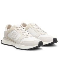 BOSS - Suede-Trim Trainers With Double B Monogram - Lyst