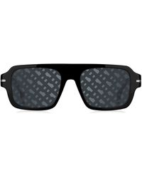 BOSS - Schwarze Sonnenbrille aus Acetat mit Monogramm-Muster auf den Gläsern - Lyst