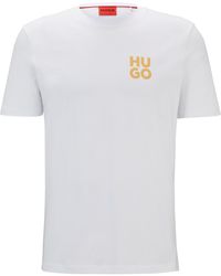 HUGO - Cotton-jersey T-shirt With Stacked Logo Print - Lyst