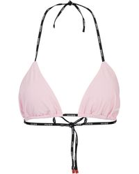 HUGO - Branded-strap Triangle Bikini Top With Logo Detail - Lyst