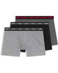 HUGO - Three-Pack Of Boxer Briefs With Repeat-Logo Waistbands - Lyst