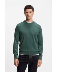 BOSS - Cotton-Blend Sweater With Logo Patch - Lyst