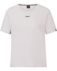 BOSS - T-shirt de pyjama en jersey de coton stretch à logo imprimé - Lyst
