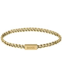 BOSS - Tone Chain Cuff With Logo Closure - Lyst