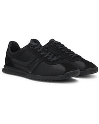 BOSS - Low-Top Trainers With Faux-Leather Trims - Lyst