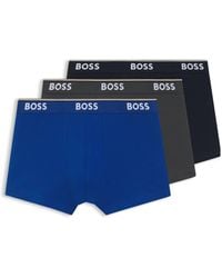 BOSS - Three-Pack Of Stretch-Cotton Trunks With Logo Waistbands - Lyst