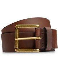 BOSS - Leather Belt With Branded Pin Buckle - Lyst
