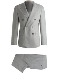 BOSS - Slim-Fit Double-Breasted Pak Van Geruite Scheerwol - Lyst