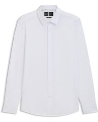 BOSS - Langarmhemd Hemd aus Baumwoll-Jersey mit Performance-Stretch - Lyst