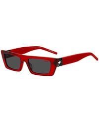 HUGO - Red-acetate Sunglasses With 3d Monogram Women's Eyewear - Lyst