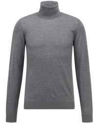 BOSS by HUGO BOSS Slim-fit Rollneck Sweater In Virgin Wool - Grey