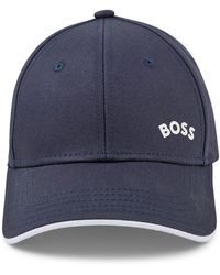 BOSS by HUGO BOSS Cap aus Baumwoll-Twill mit Logo und Einfassung in Kontrastfarbe - Blau