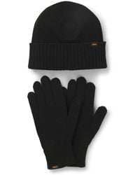 BOSS - Knitted Beanie Hat And Gloves Gift Set - Lyst