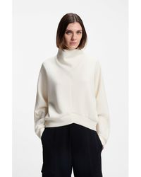 BOSS - Loose-Fit Sweatshirt With Draped Funnel Neck - Lyst