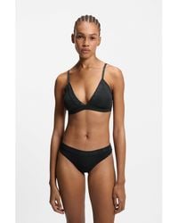 HUGO - Stretch-Cotton Triangle Bra With Logo Trims - Lyst