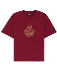 BOSS - T-Shirt Van Katoenen Jersey Met Logo-Artwork - Lyst