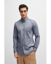 BOSS - Button-down Slim-fit Shirt In Oxford Cotton - Lyst